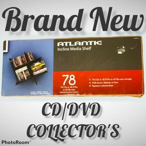 Vtg Atlantic Incline Media Shelf 78 CD's 48 DVD's 60 Blu-Ray Wall Mount Floor